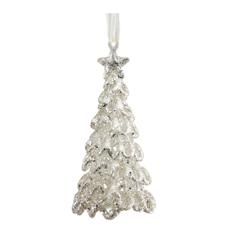 Boutique De Noel MATHILDE M Decoration | Coffret De 3 Decors Pailletes Argentes